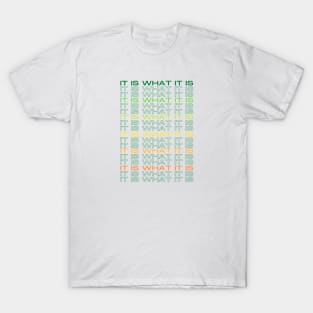 It is what it IS MultiColored green and yellow T-Shirt